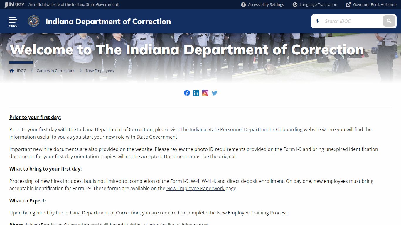 Welcome to The Indiana Department of Correction - IDOC